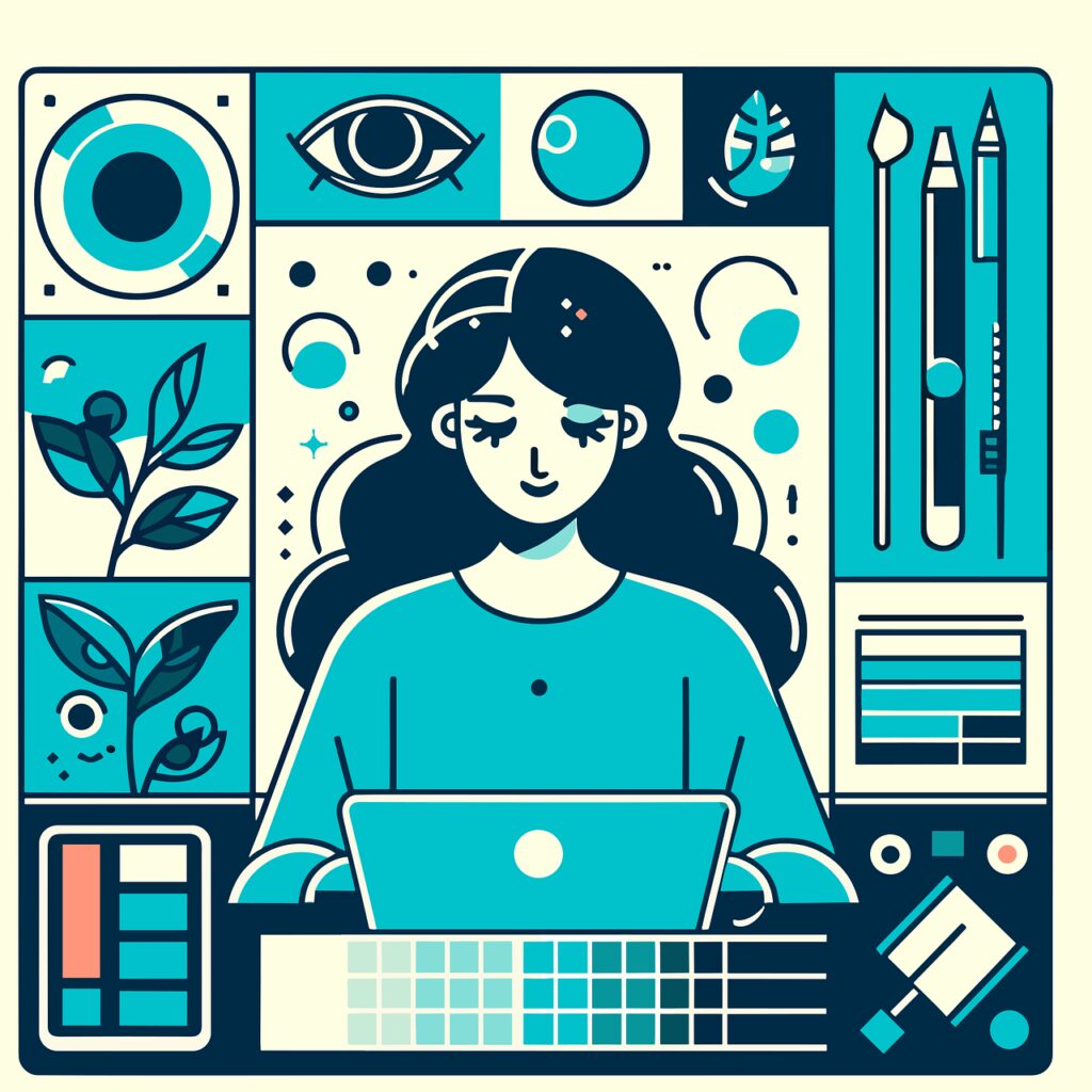 woman, laptop, design