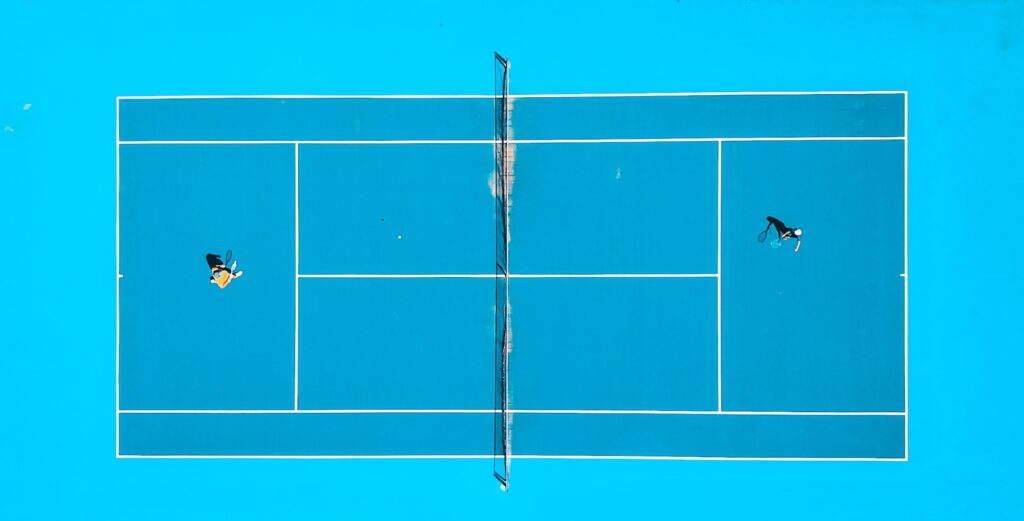 aerial photography of two person playing tennis